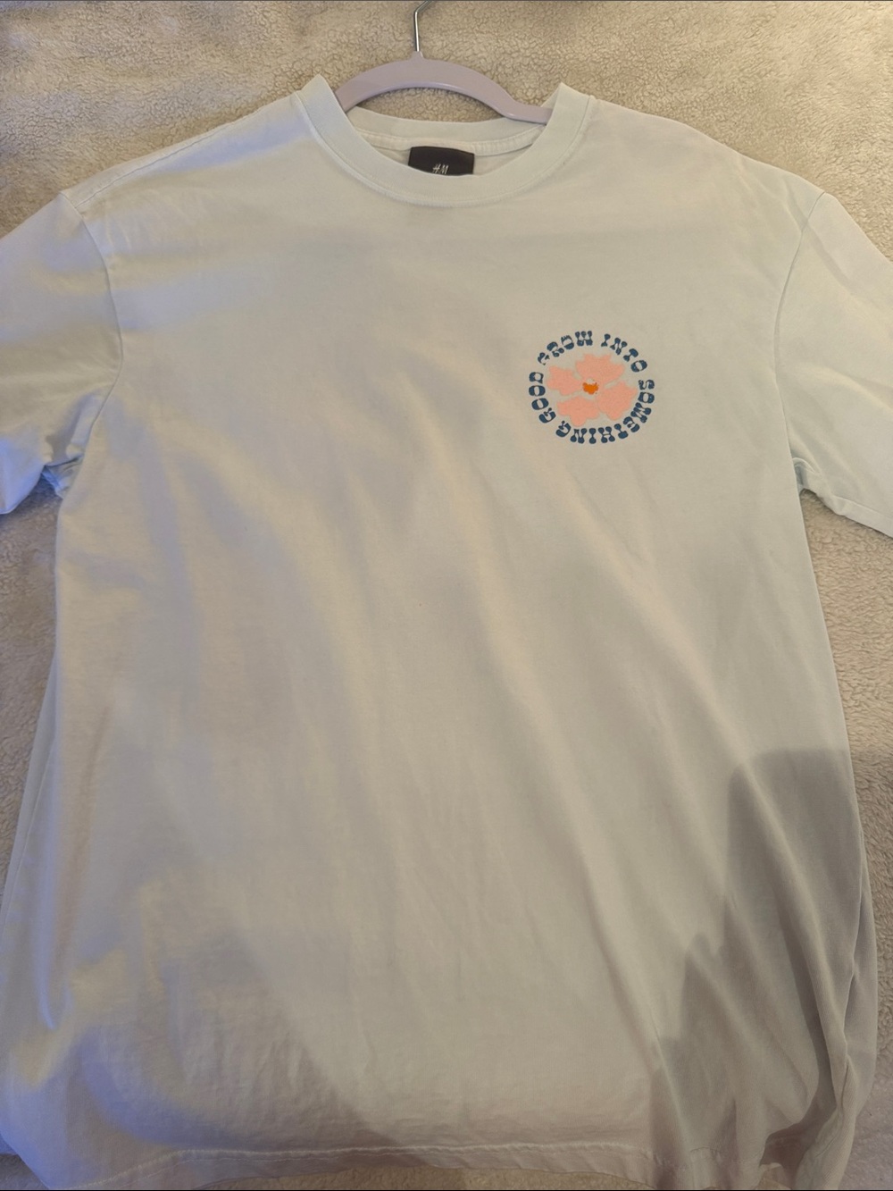 H&M Light Blue Kids Graphic Tee with Orange Smile